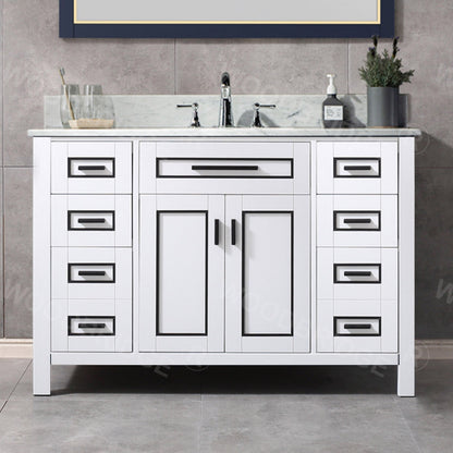 WOODBRIDGE Milan 49” Floor Mounted Single Basin Vanity Set with Solid Wood Cabinet