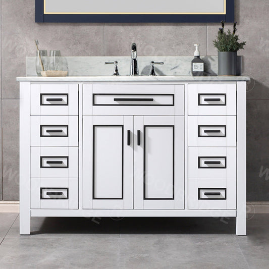 WOODBRIDGE Milan 49” Floor Mounted Single Basin Vanity Set with Solid Wood Cabinet