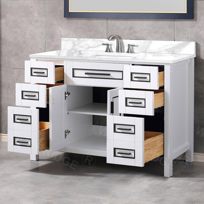 WOODBRIDGE Milan 49” Floor Mounted Single Basin Vanity Set with Solid Wood Cabinet