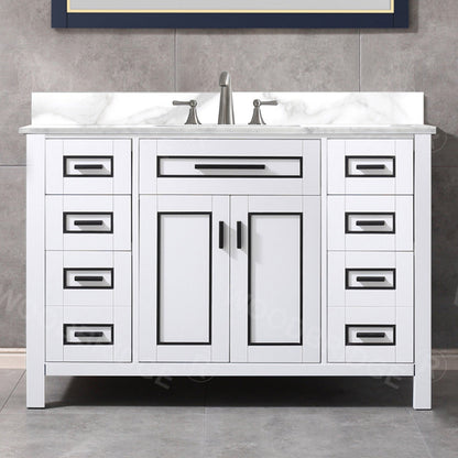 WOODBRIDGE Milan 49” Floor Mounted Single Basin Vanity Set with Solid Wood Cabinet