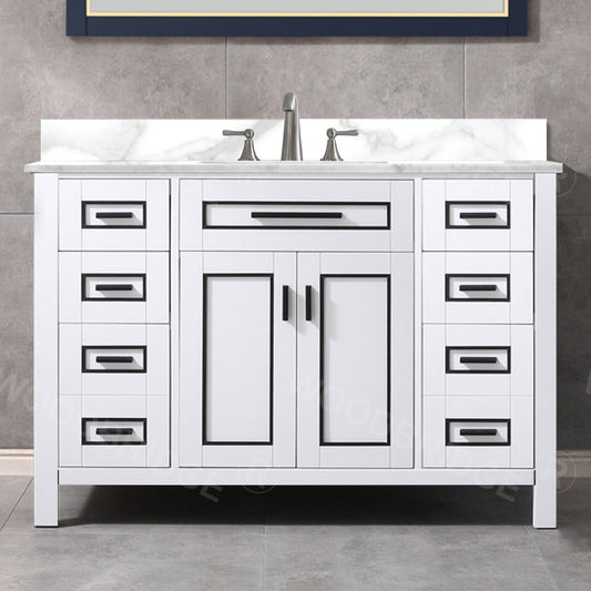 WOODBRIDGE Milan 49” Floor Mounted Single Basin Vanity Set with Solid Wood Cabinet