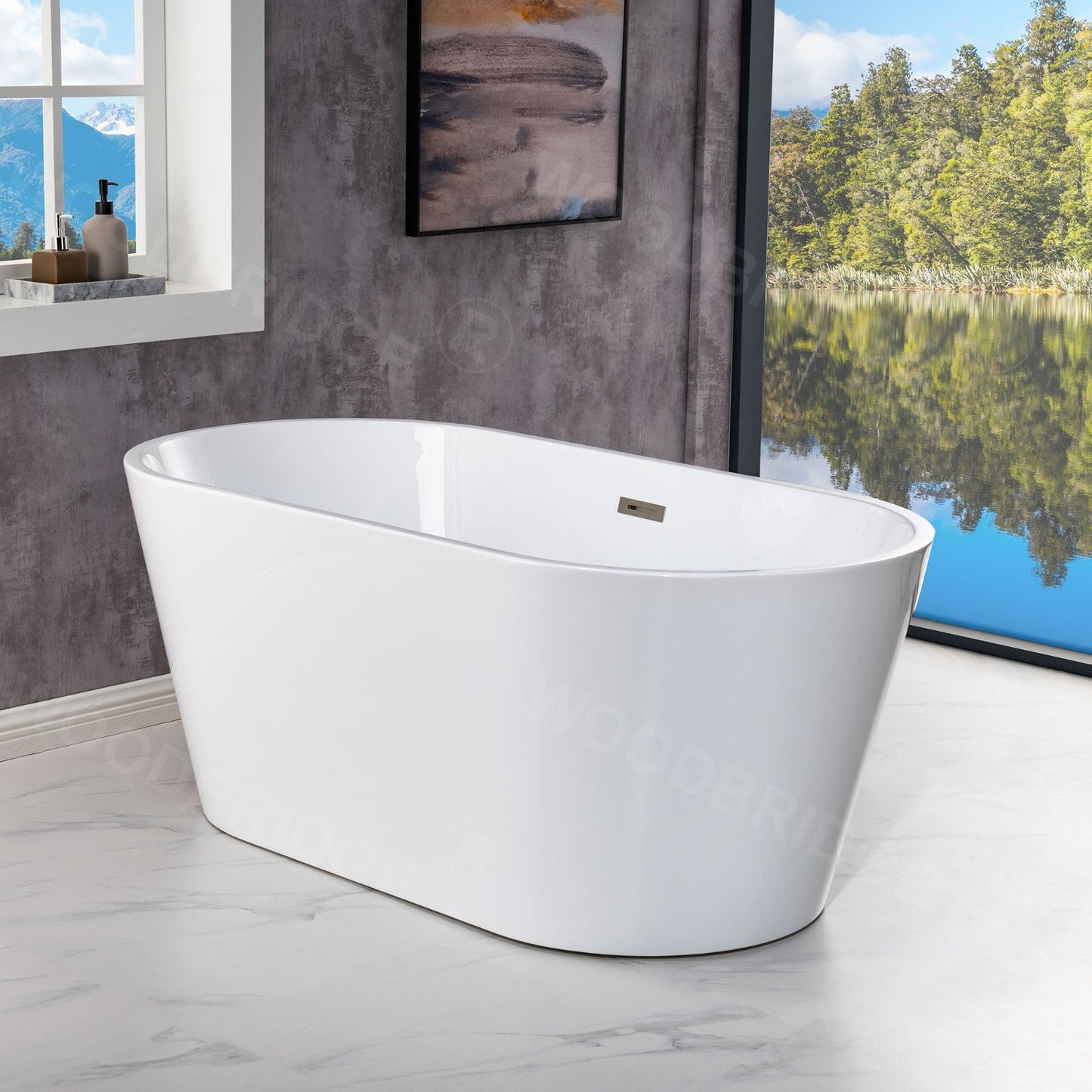 WOODBRIDGE 54" Acrylic Freestanding Bathtub Contemporary Soaking Tub