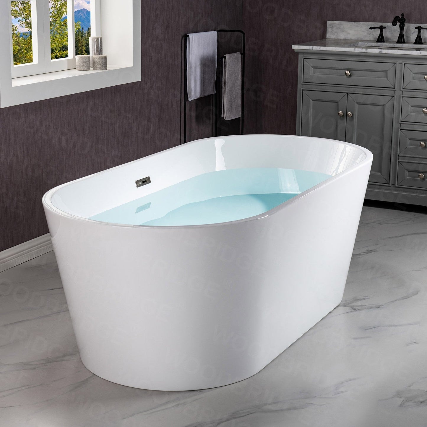 WOODBRIDGE 54" Acrylic Freestanding Bathtub Contemporary Soaking Tub