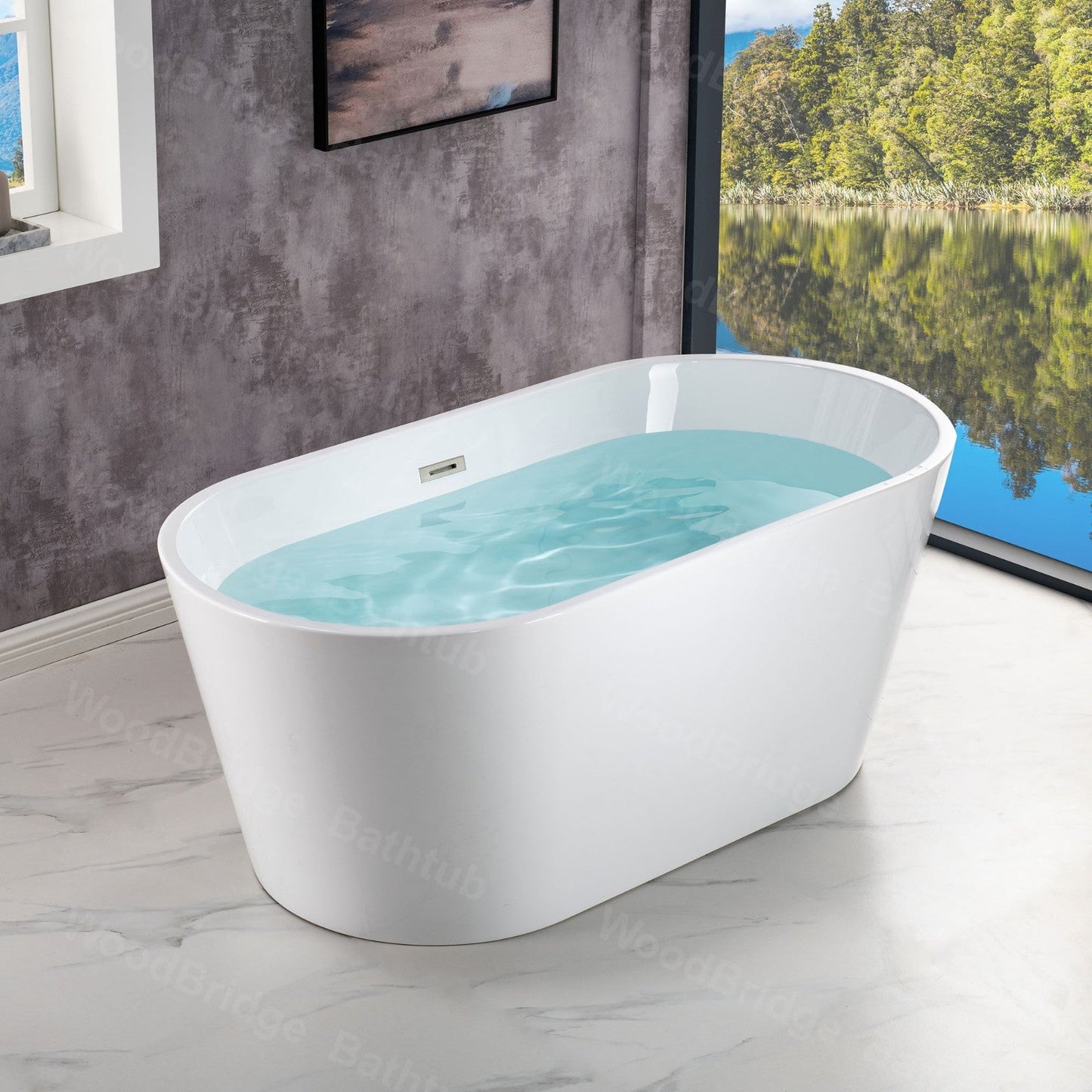 WOODBRIDGE 54" Acrylic Freestanding Bathtub Contemporary Soaking Tub