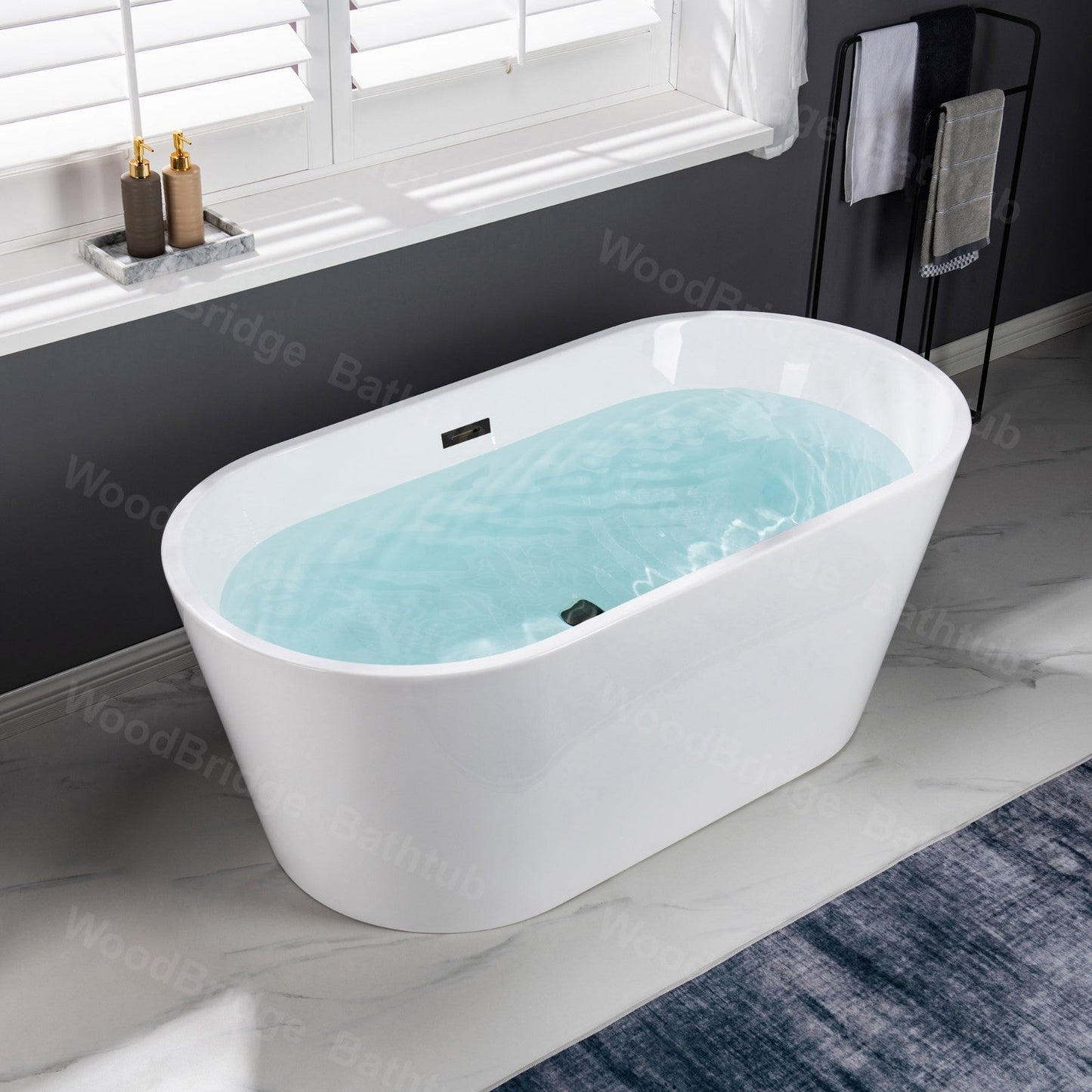 WOODBRIDGE 54" Acrylic Freestanding Bathtub Contemporary Soaking Tub