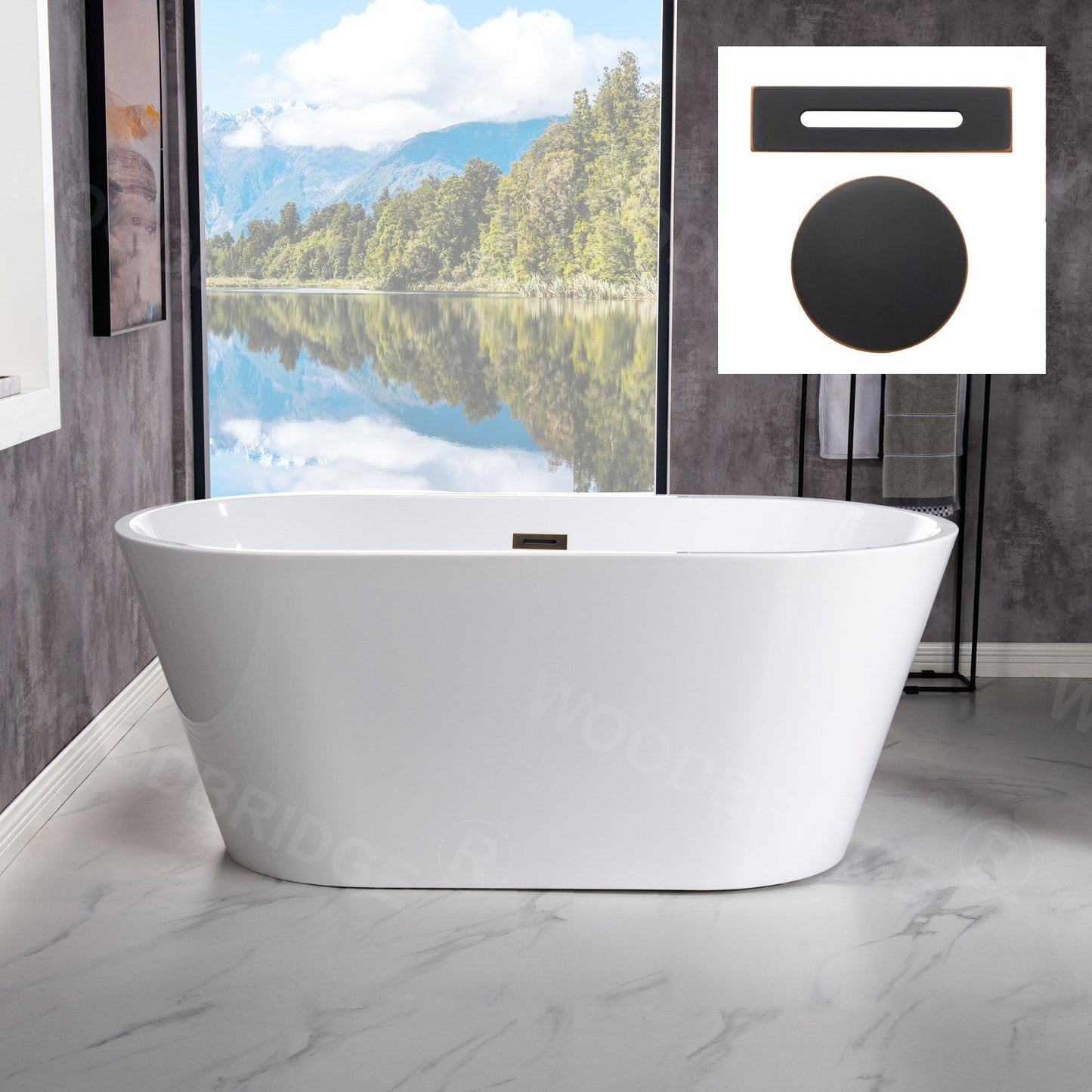 WOODBRIDGE 54" Acrylic Freestanding Bathtub Contemporary Soaking Tub