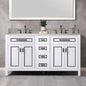 Milan 61” Floor Mounted Single Basin Vanity Set with Solid Wood Cabinet in White and Engineered stone composite Vanity Top in Carrara White with Pre-installed Undermount Rectangle Bathroom Sink in White and Pre-Drilled 3-Hole for 8”Widespread Faucet