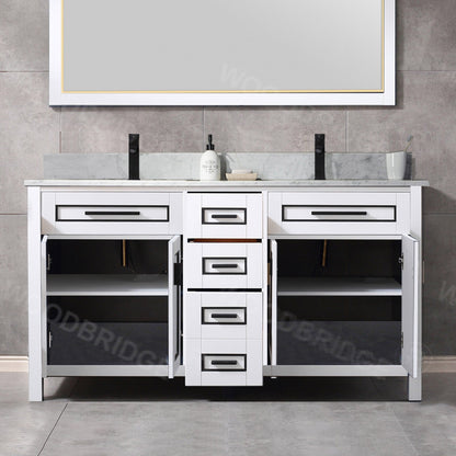 WOODBRIDGE Milan 61” Floor Mounted Single Basin Vanity Set with Solid Wood Cabinet