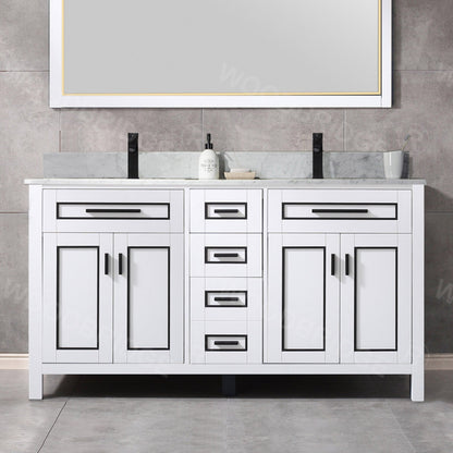 WOODBRIDGE Milan 61” Floor Mounted Single Basin Vanity Set with Solid Wood Cabinet