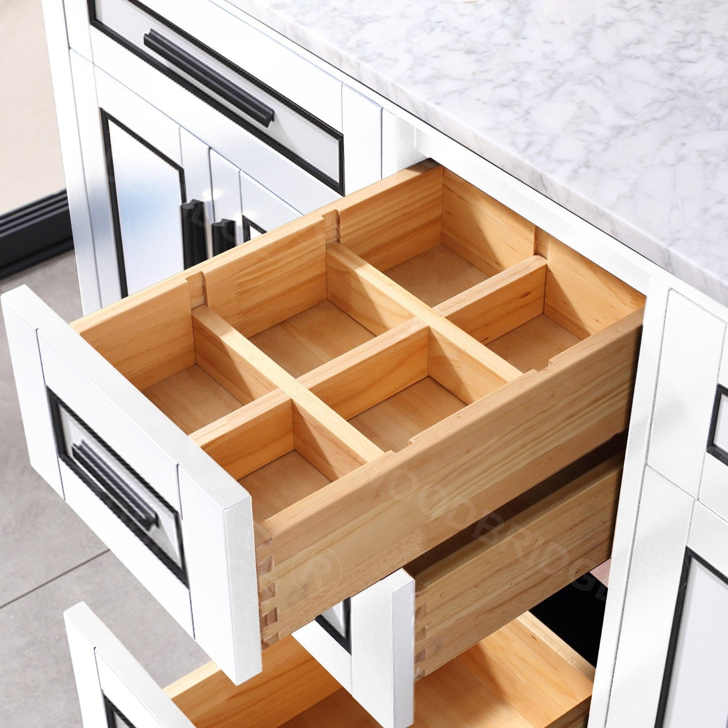 WOODBRIDGE Milan 61” Floor Mounted Single Basin Vanity Set with Solid Wood Cabinet