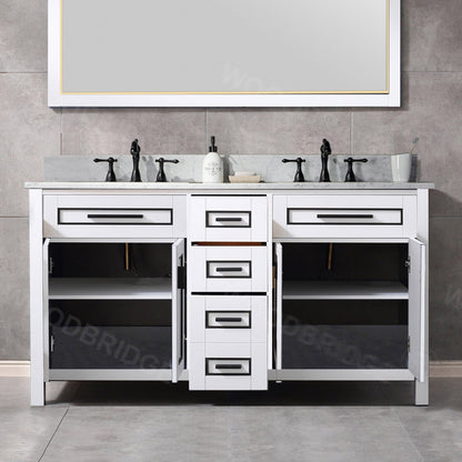 WOODBRIDGE Milan 61” Floor Mounted Single Basin Vanity Set with Solid Wood Cabinet