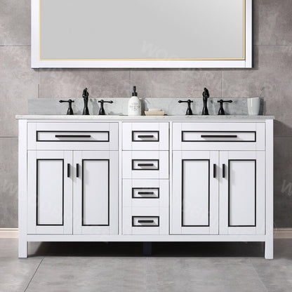 WOODBRIDGE Milan 61” Floor Mounted Single Basin Vanity Set with Solid Wood Cabinet