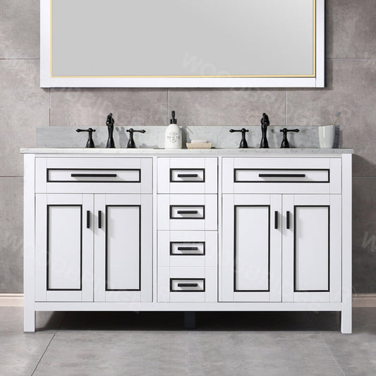 WOODBRIDGE Milan 61” Floor Mounted Single Basin Vanity Set with Solid Wood Cabinet