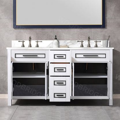 WOODBRIDGE Milan 61” Floor Mounted Single Basin Vanity Set with Solid Wood Cabinet