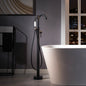WOODBRIDGE F0023BNVT Fusion Single Handle Floor Mount Freestanding Tub Filler Faucet with Telephone Hand shower