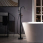 WOODBRIDGE F0023BNSQ Fusion Single Handle Floor Mount Freestanding Tub Filler Faucet with Square Comfort Grip Hand Shower