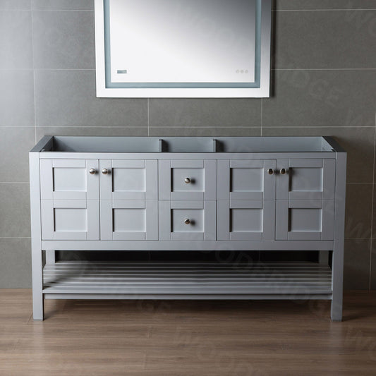 Sydney 60" inch Solid Wood Bathroom Vanity Base only | 2 Soft Closing Doors and 4 full Extension Solid Wood Dovetail Drawers | Grey Vanity Color