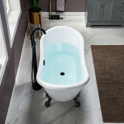 WOODBRIDGE 59" Heavy Duty Acrylic Double Slipper Clawfoot Bath Tub