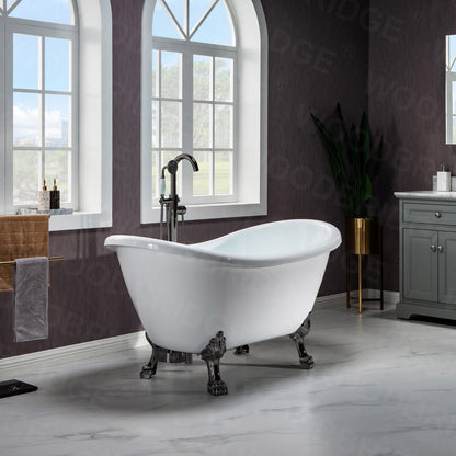 WOODBRIDGE 59" Heavy Duty Acrylic Double Slipper Clawfoot Bath Tub