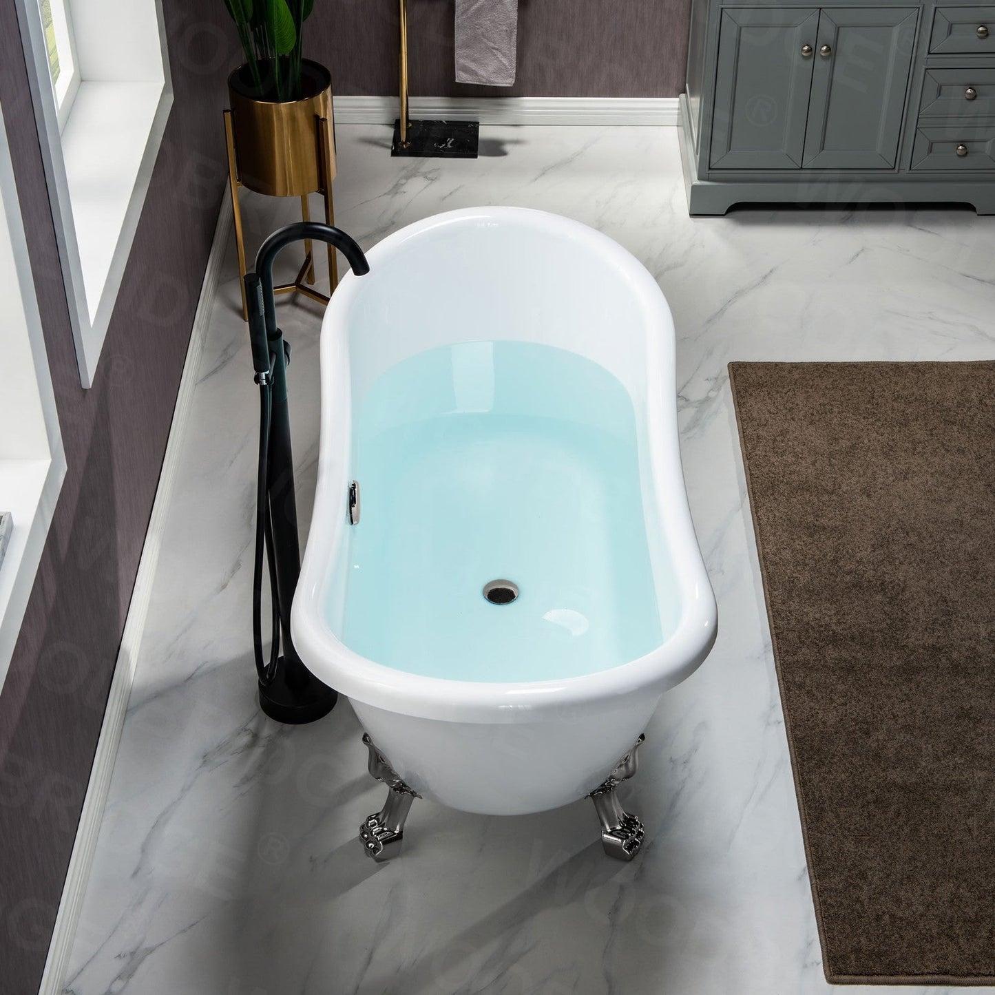 WOODBRIDGE 59" Heavy Duty Acrylic Double Slipper Clawfoot Bath Tub
