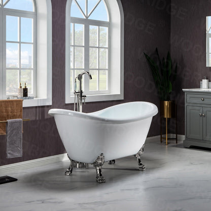 WOODBRIDGE 59" Heavy Duty Acrylic Double Slipper Clawfoot Bath Tub
