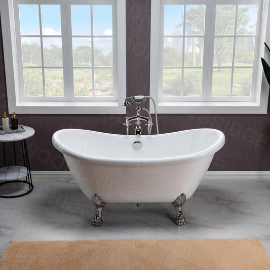 WOODBRIDGE 59" Heavy Duty Acrylic Double Slipper Clawfoot Bath Tub