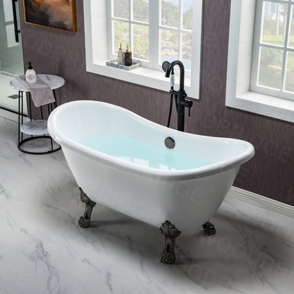 WOODBRIDGE 59" Heavy Duty Acrylic Double Slipper Clawfoot Bath Tub