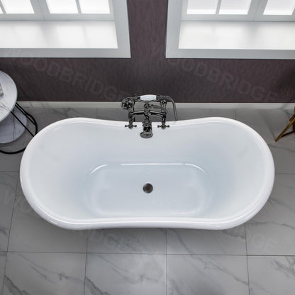 WOODBRIDGE 59" Heavy Duty Acrylic Double Slipper Clawfoot Bath Tub
