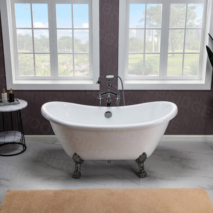 WOODBRIDGE 59" Heavy Duty Acrylic Double Slipper Clawfoot Bath Tub