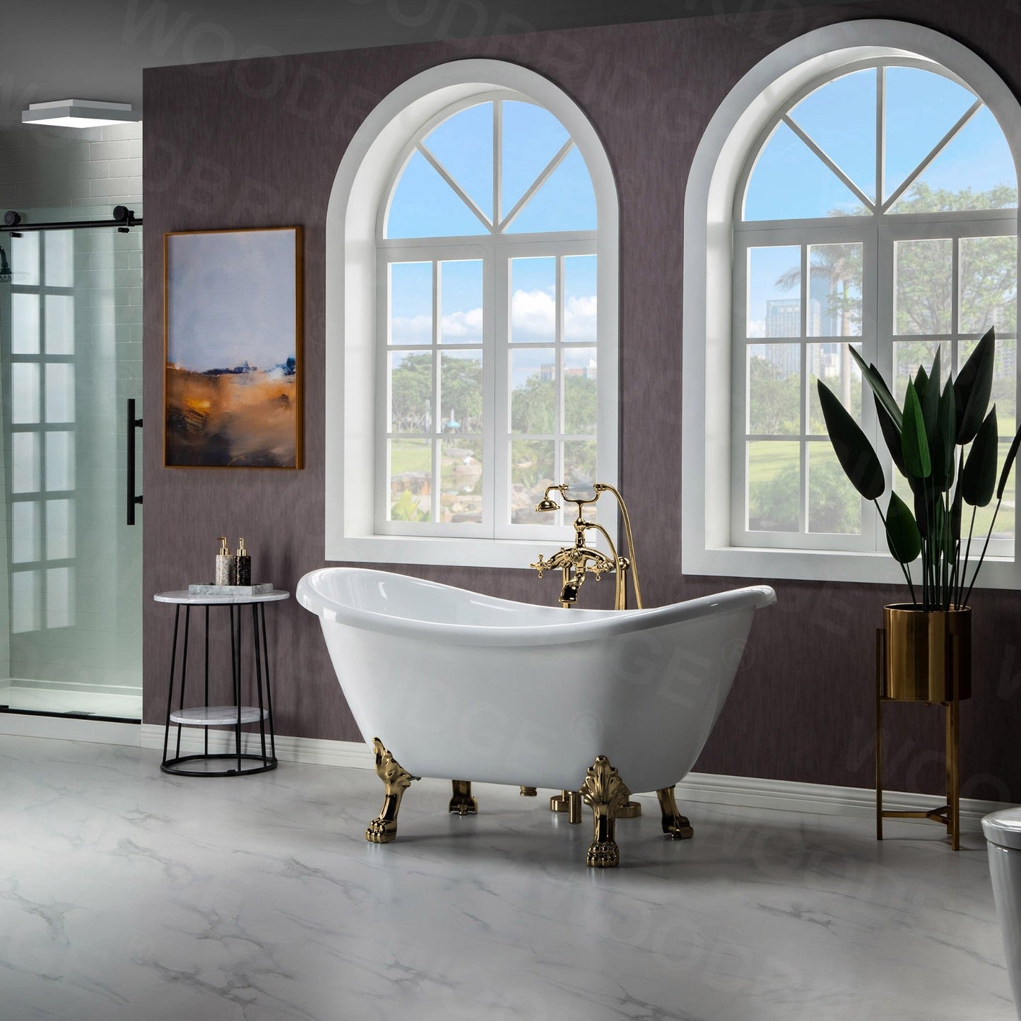 WOODBRIDGE 59" Heavy Duty Acrylic Double Slipper Clawfoot Bath Tub