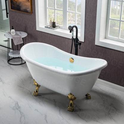 WOODBRIDGE 59" Heavy Duty Acrylic Double Slipper Clawfoot Bath Tub