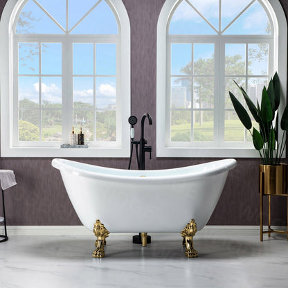 WOODBRIDGE 59" Heavy Duty Acrylic Double Slipper Clawfoot Bath Tub