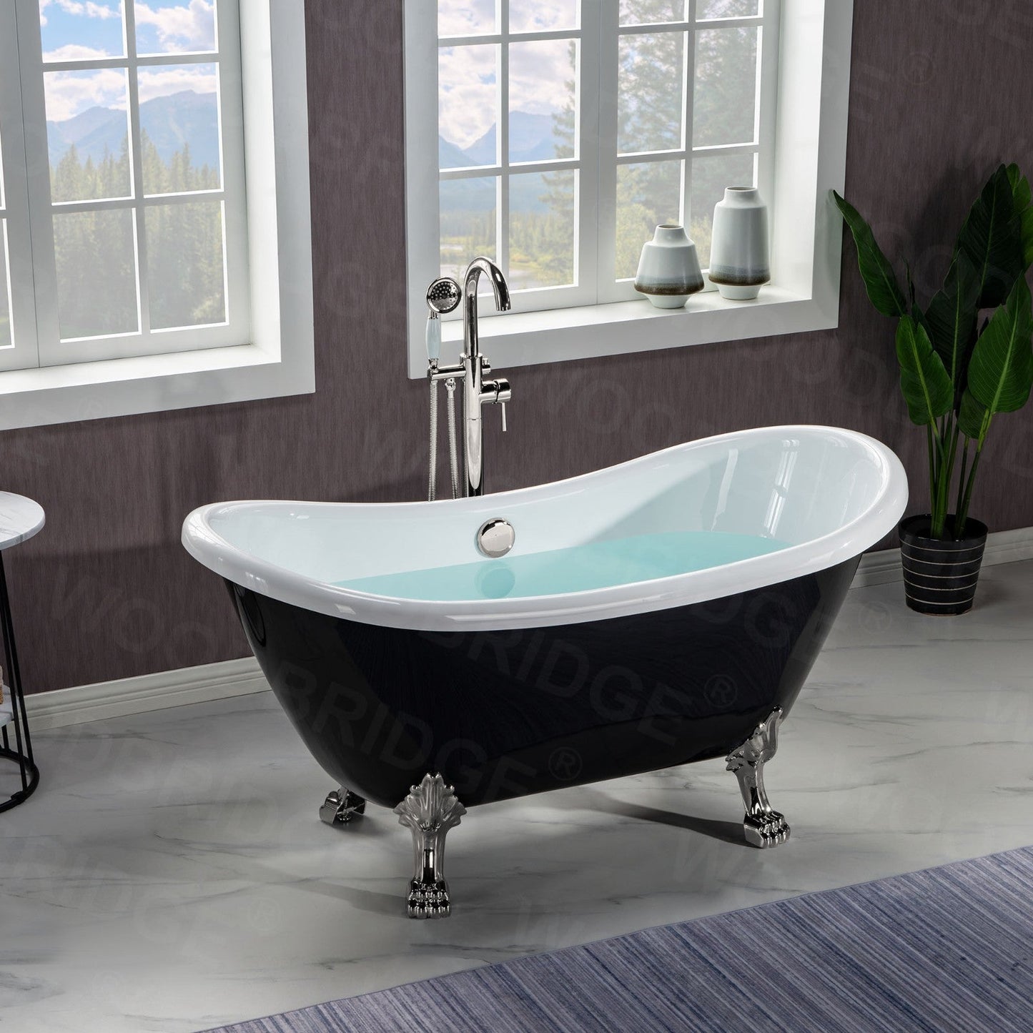 WOODBRIDGE 59" Heavy Duty Acrylic Double Slipper Clawfoot Bath Tub