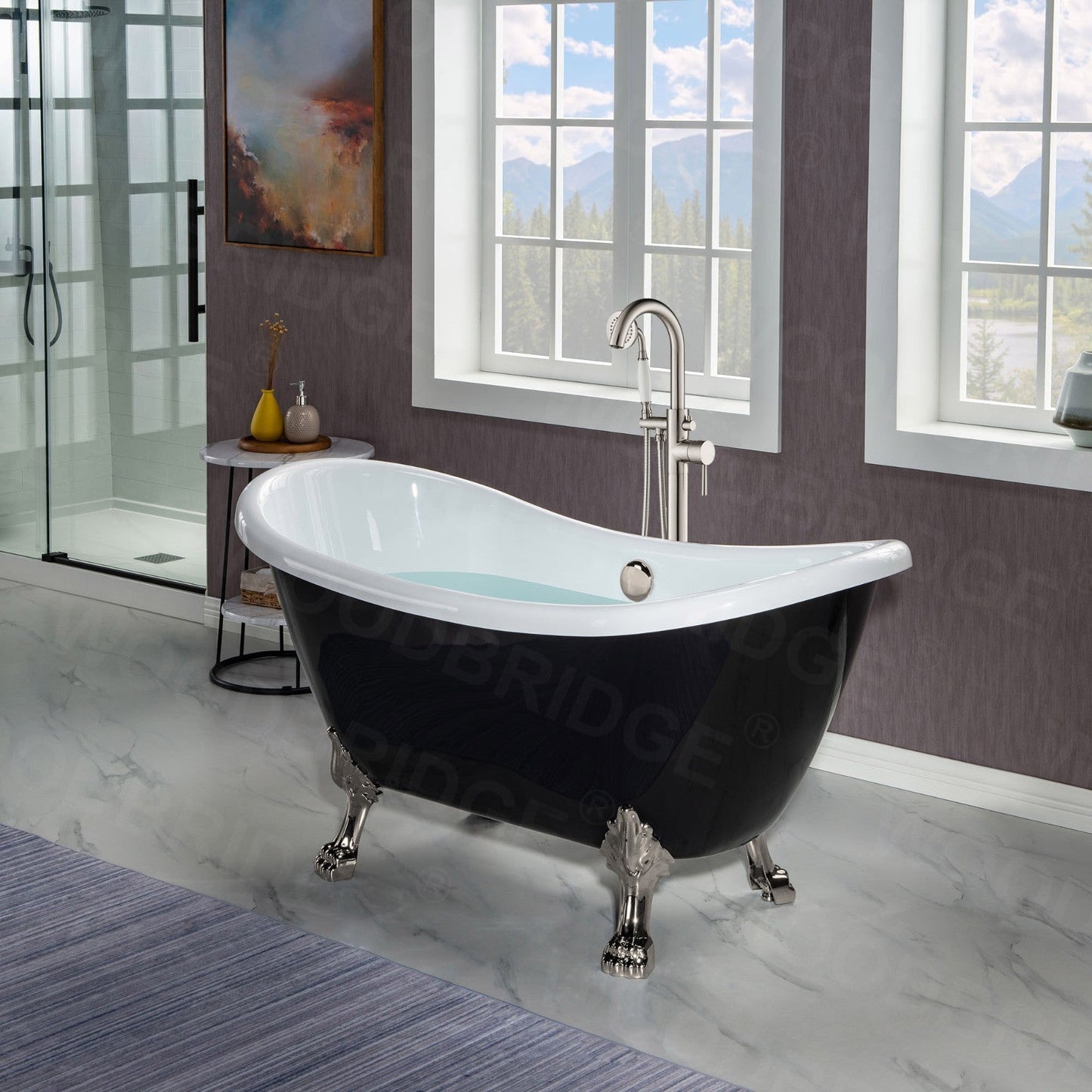 WOODBRIDGE 59" Heavy Duty Acrylic Double Slipper Clawfoot Bath Tub