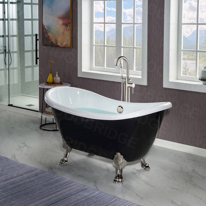 WOODBRIDGE 59" Heavy Duty Acrylic Double Slipper Clawfoot Bath Tub