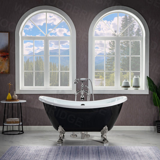 WOODBRIDGE 59" Heavy Duty Acrylic Double Slipper Clawfoot Bath Tub