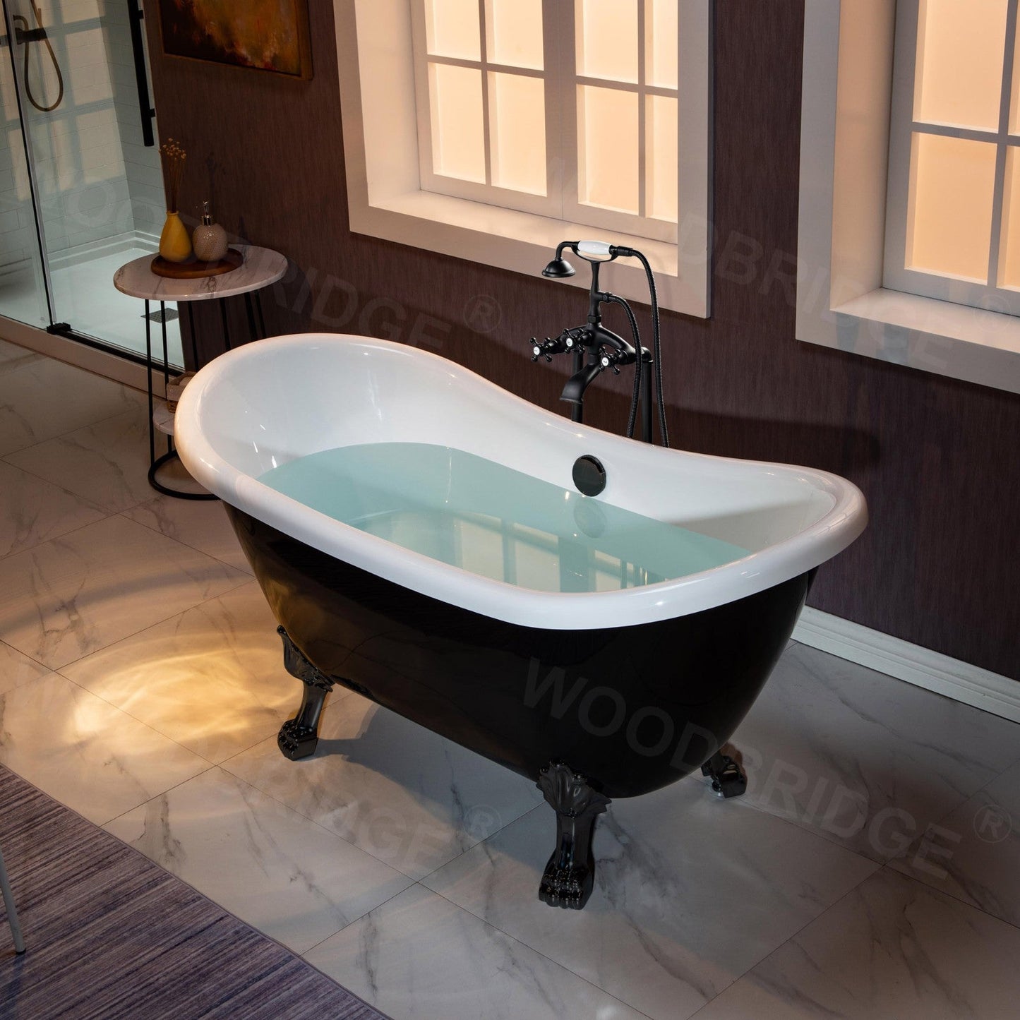 WOODBRIDGE 59" Heavy Duty Acrylic Double Slipper Clawfoot Bath Tub