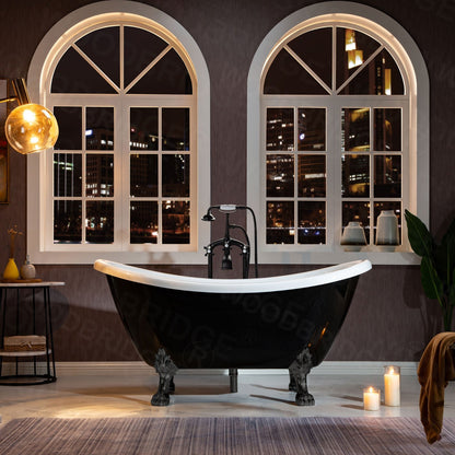 WOODBRIDGE 59" Heavy Duty Acrylic Double Slipper Clawfoot Bath Tub