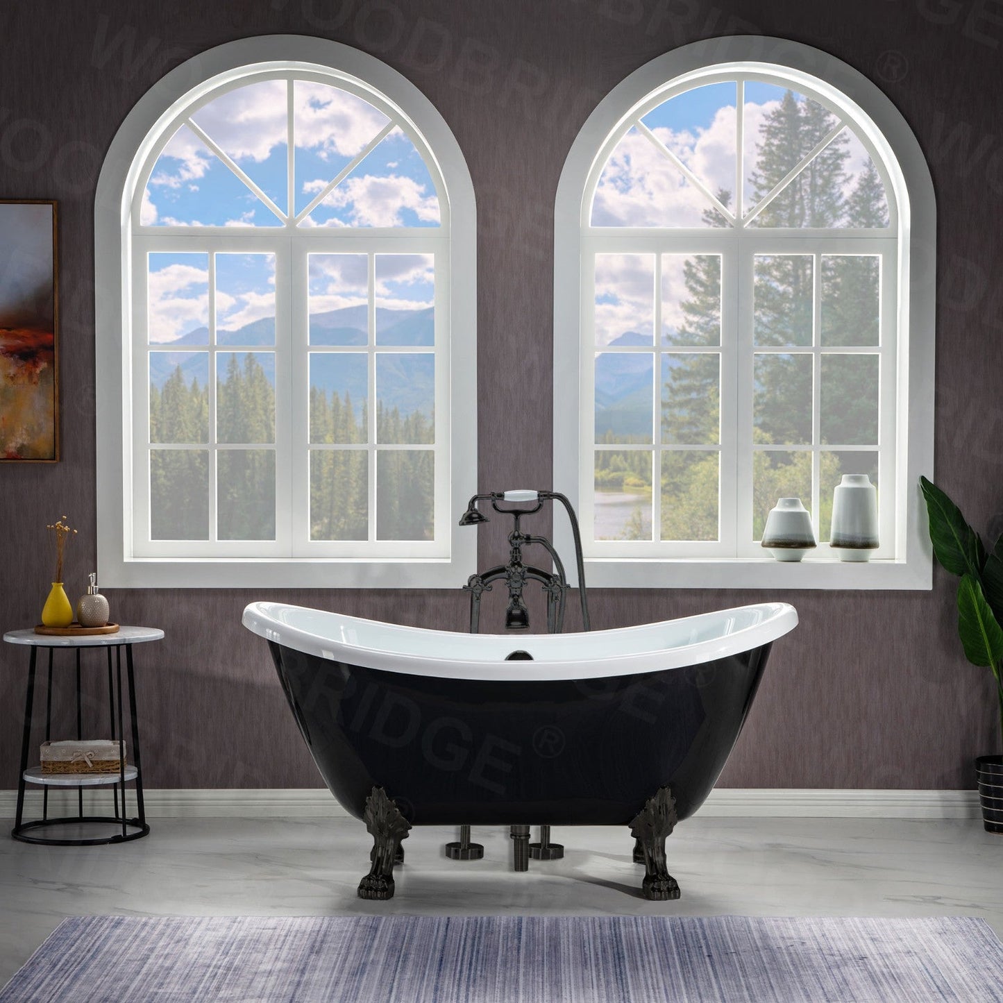 WOODBRIDGE 59" Heavy Duty Acrylic Double Slipper Clawfoot Bath Tub