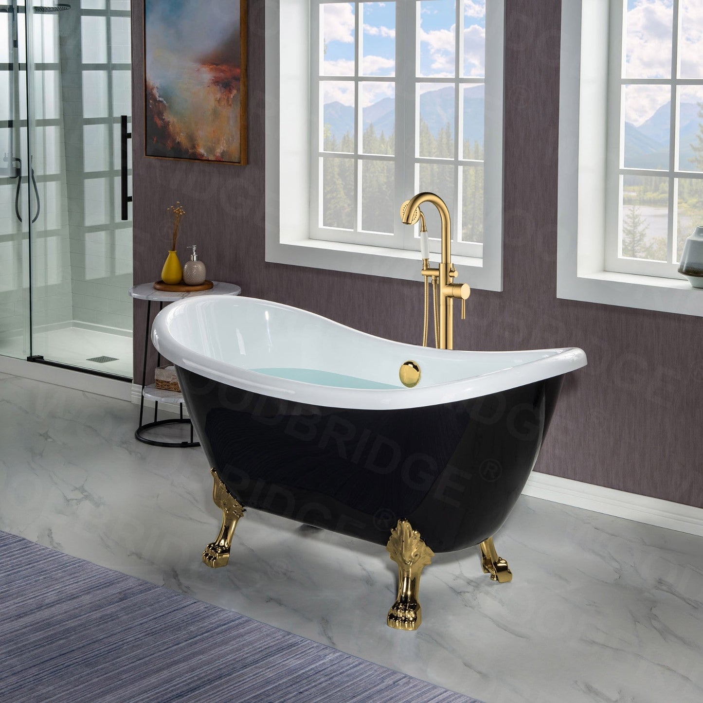 WOODBRIDGE 59" Heavy Duty Acrylic Double Slipper Clawfoot Bath Tub