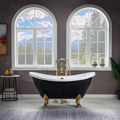 WOODBRIDGE 59" Heavy Duty Acrylic Double Slipper Clawfoot Bath Tub