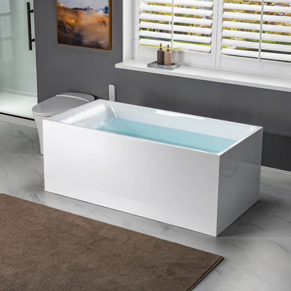 WOODBRIDGE 59" Acrylic Freestanding Bathtub Contemporary Soaking Tub