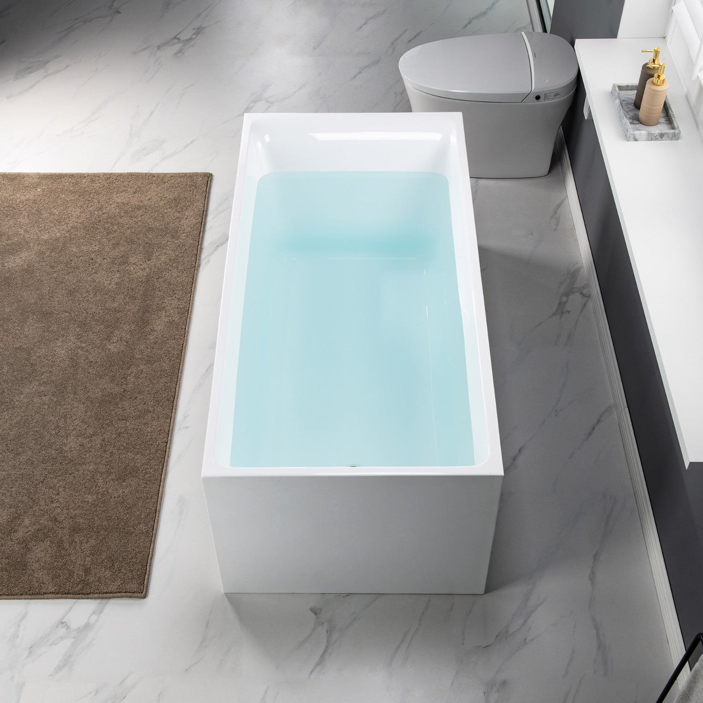 WOODBRIDGE 59" Acrylic Freestanding Bathtub Contemporary Soaking Tub