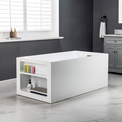 WOODBRIDGE 59" Acrylic Freestanding Bathtub Contemporary Soaking Tub