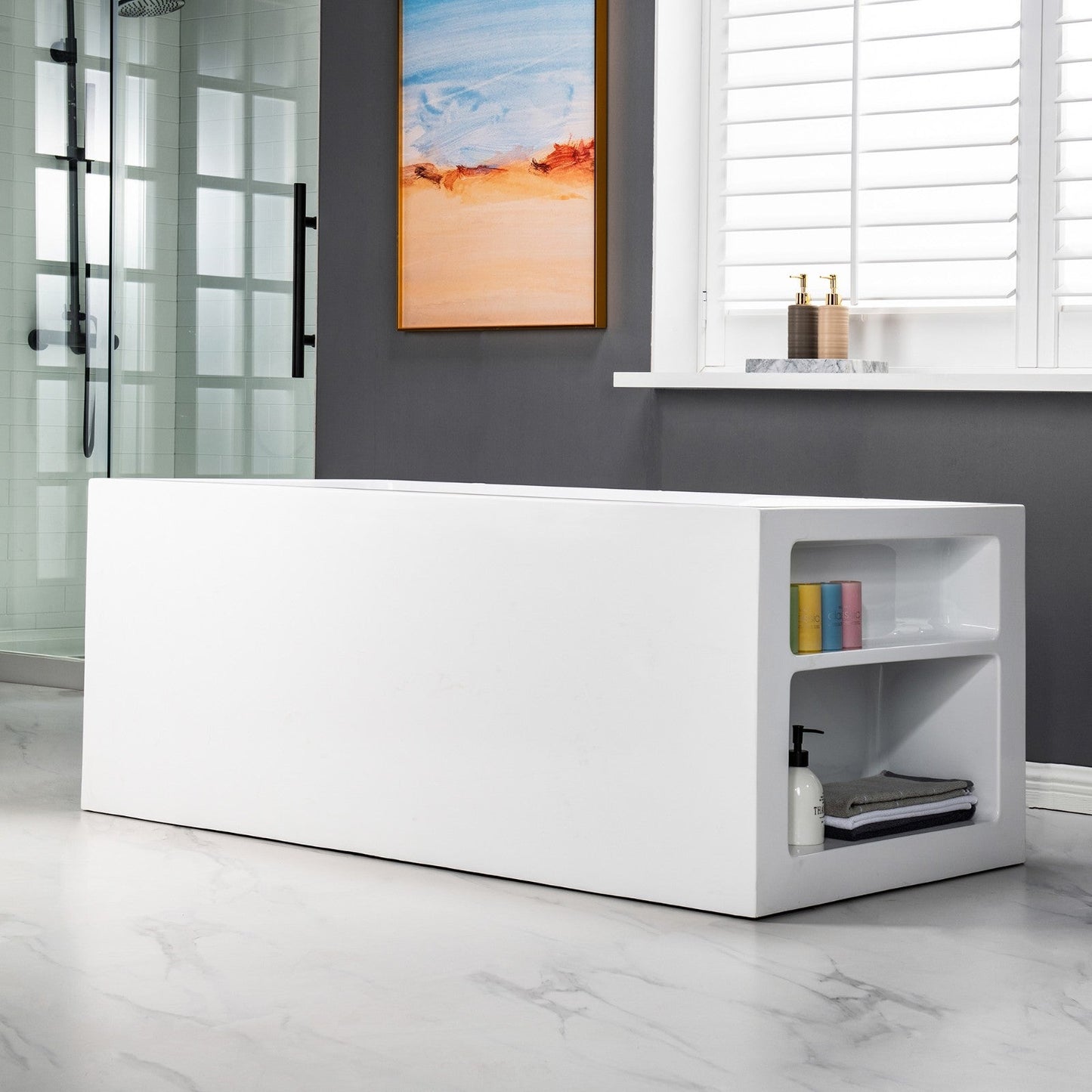WOODBRIDGE 59" Acrylic Freestanding Bathtub Contemporary Soaking Tub