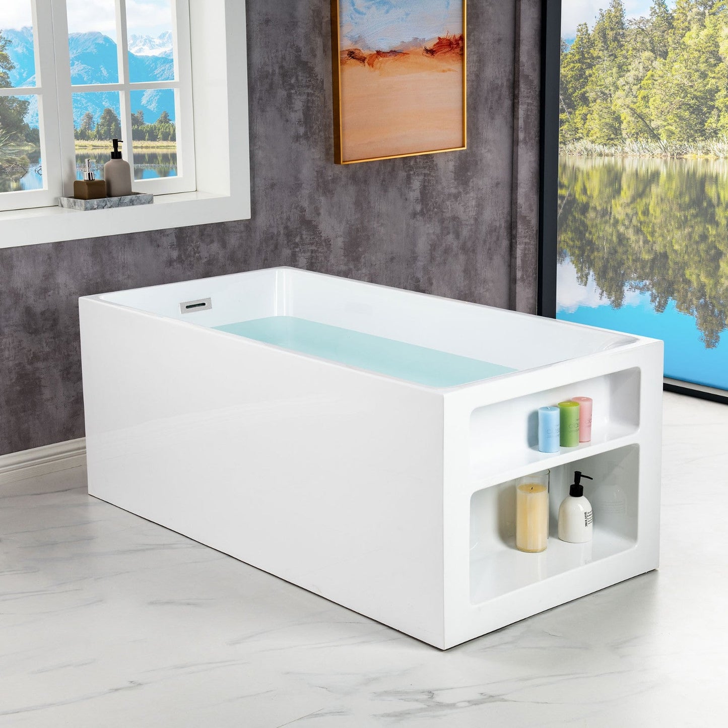 WOODBRIDGE 59" Acrylic Freestanding Bathtub Contemporary Soaking Tub