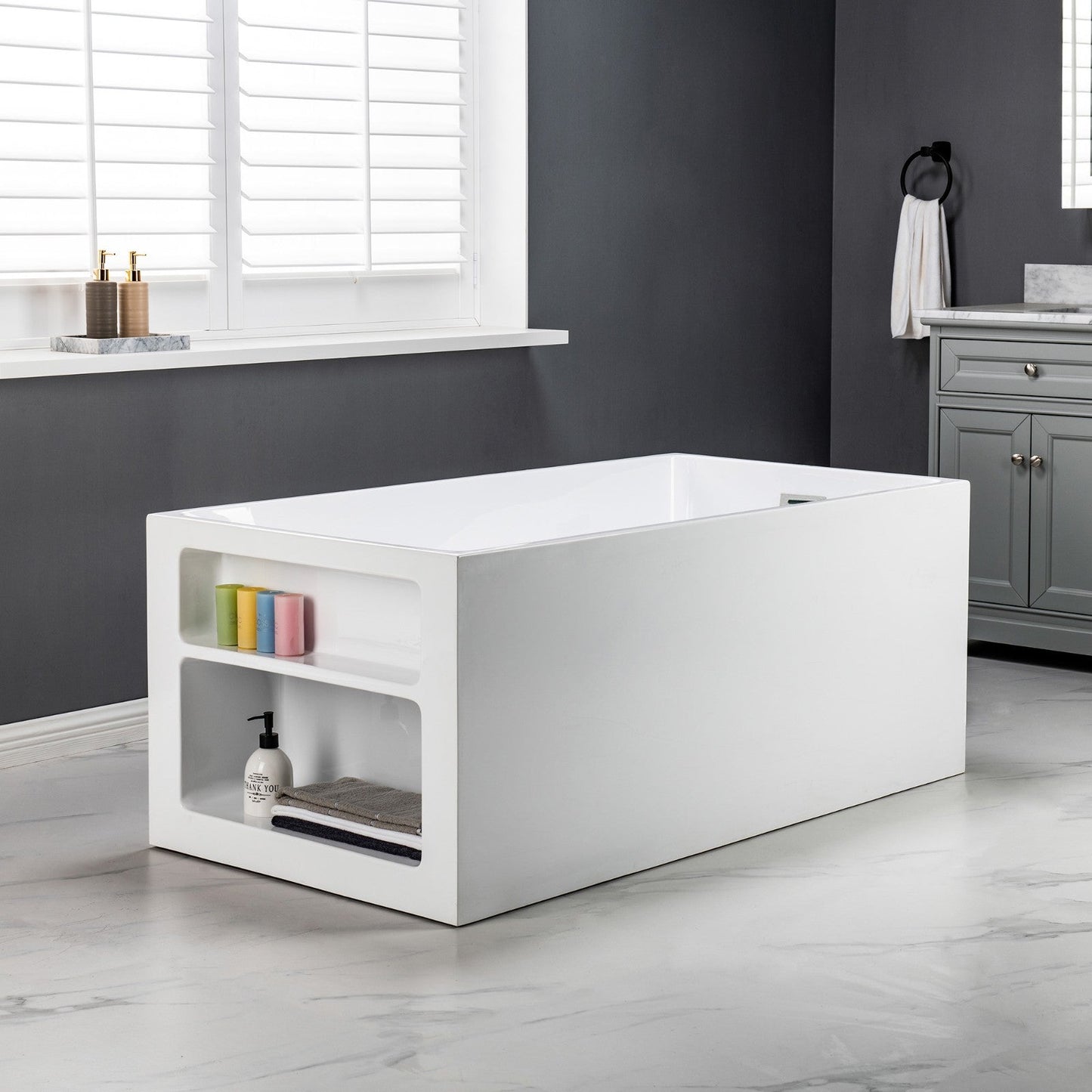 WOODBRIDGE 59" Acrylic Freestanding Bathtub Contemporary Soaking Tub
