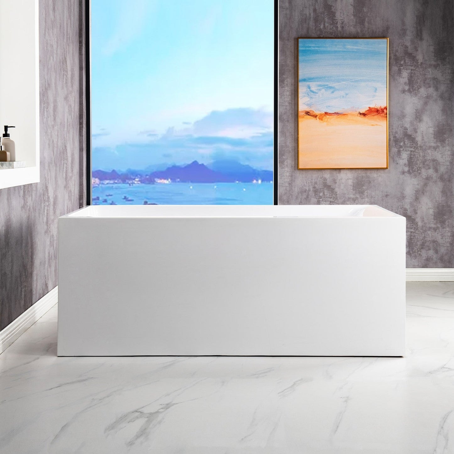 WOODBRIDGE 59" Acrylic Freestanding Bathtub Contemporary Soaking Tub