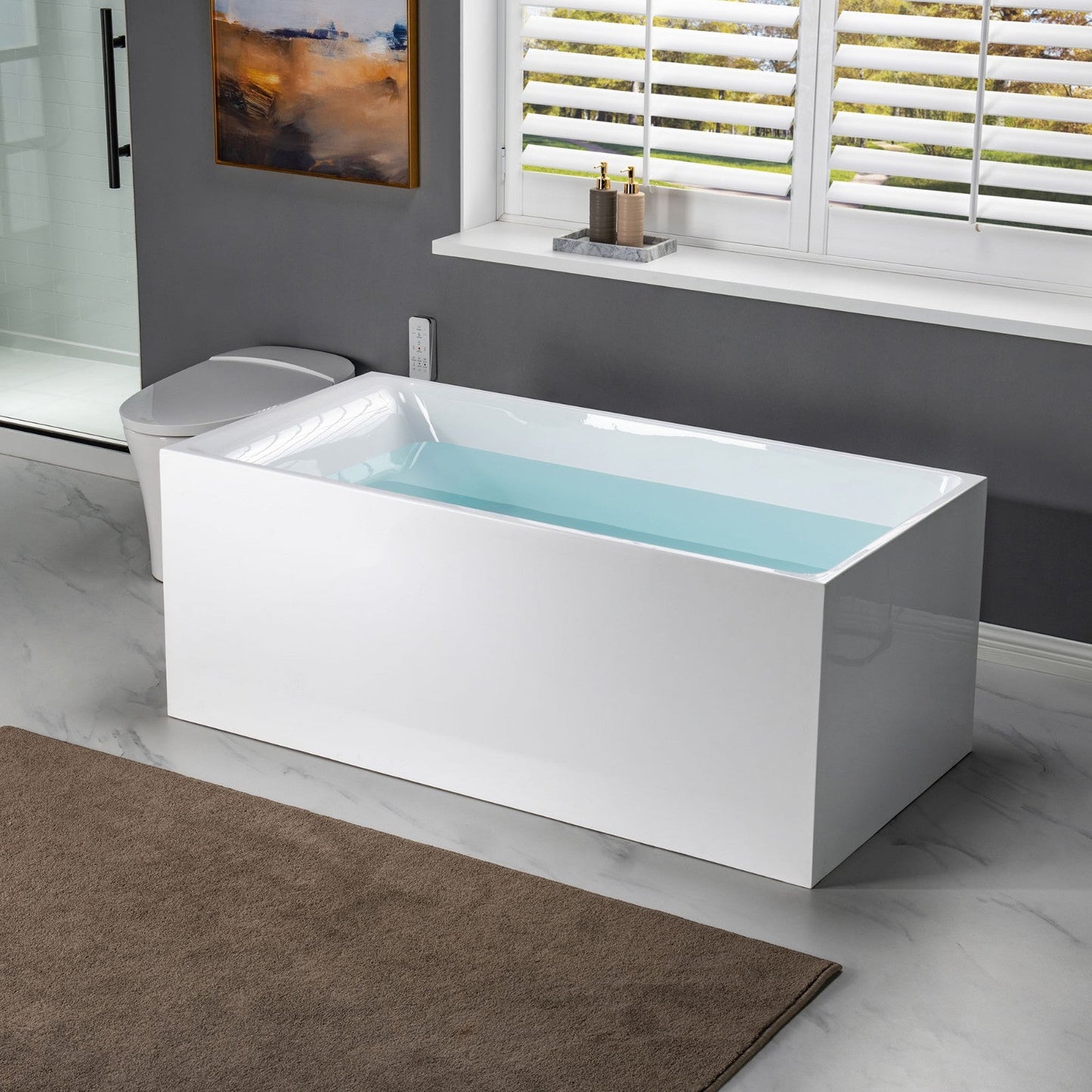WOODBRIDGE 59" Acrylic Freestanding Bathtub Contemporary Soaking Tub