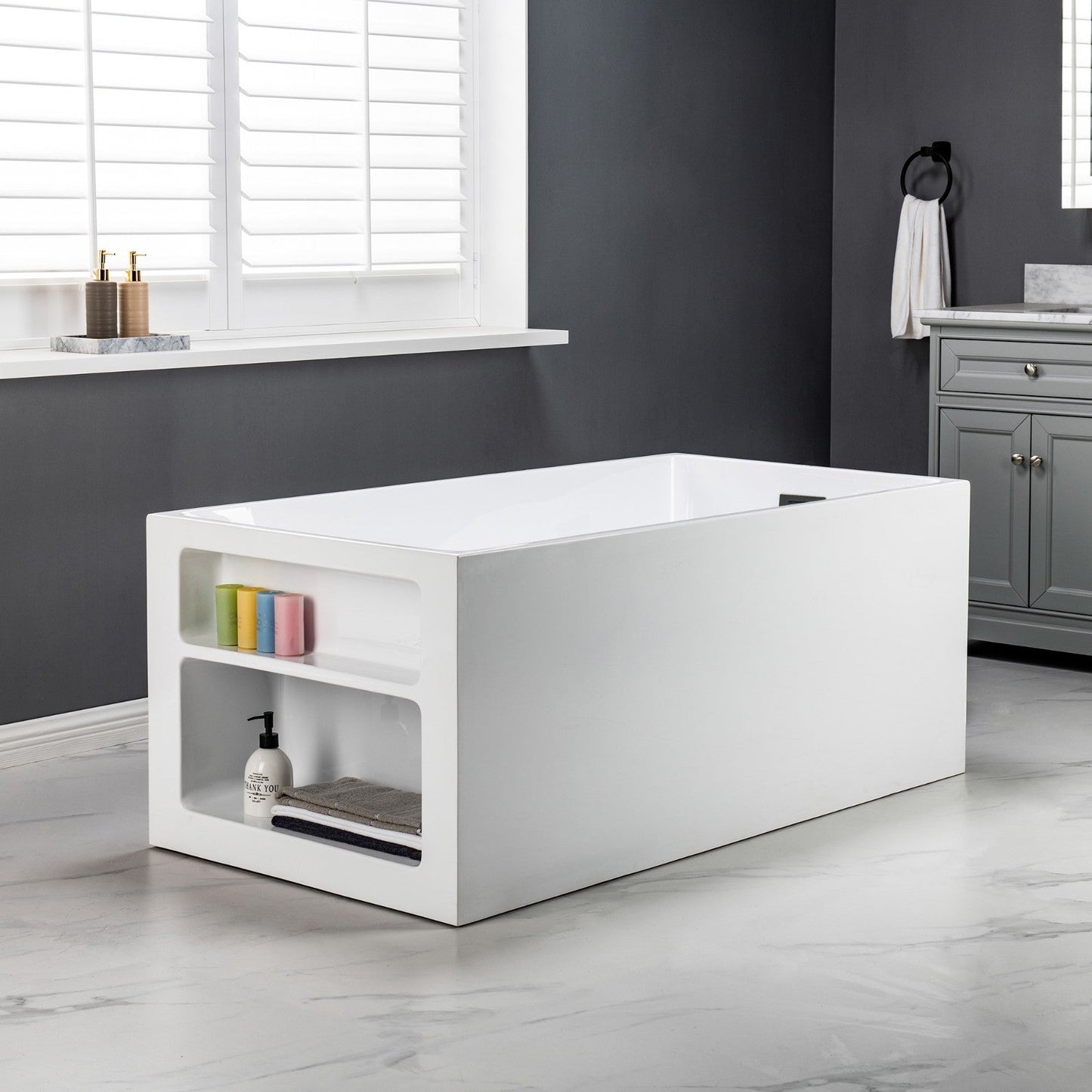 WOODBRIDGE 59" Acrylic Freestanding Bathtub Contemporary Soaking Tub